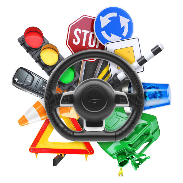 Driving school logo 3D stock photo