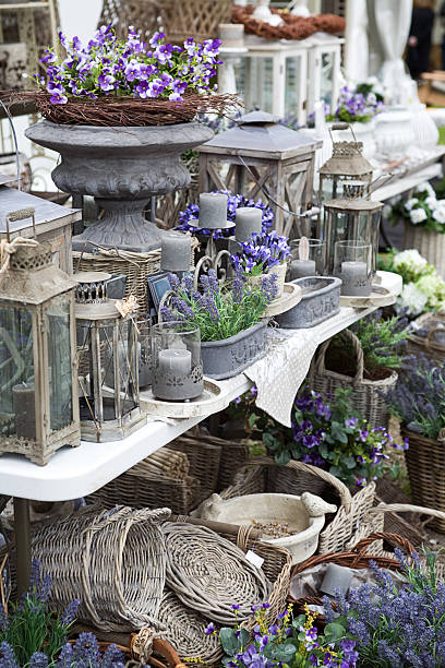 lavender village shop stock photo
