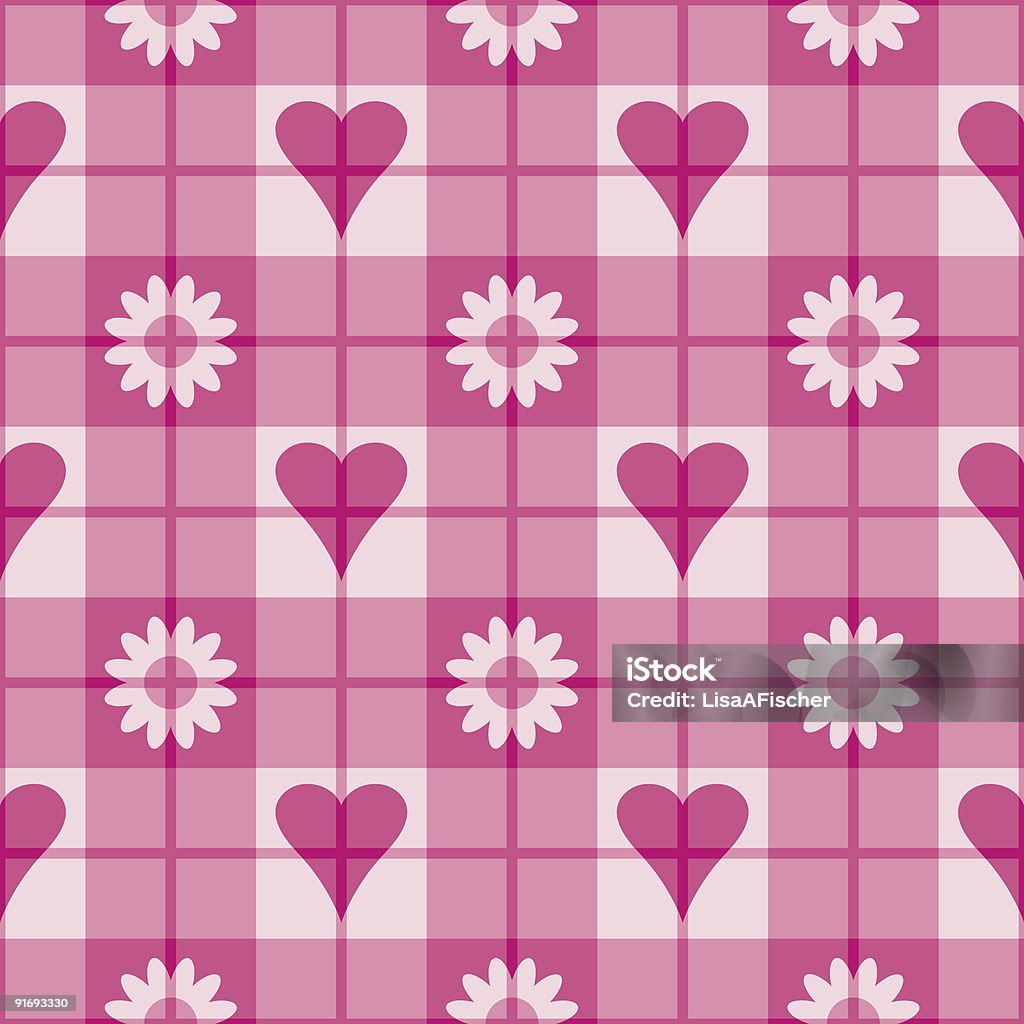 Herzen und Blumen-Karo - Lizenzfrei Bildhintergrund Stock-Illustration