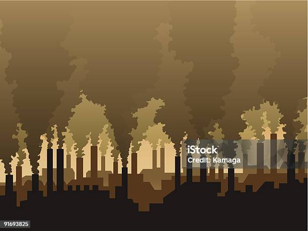 Air Pollution Stock Illustration - Download Image Now - Factory, Chimney, House