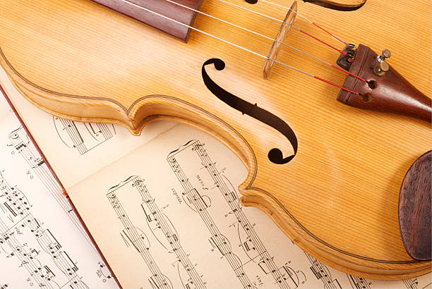 istock Old viola and vintage music sheet 91693965