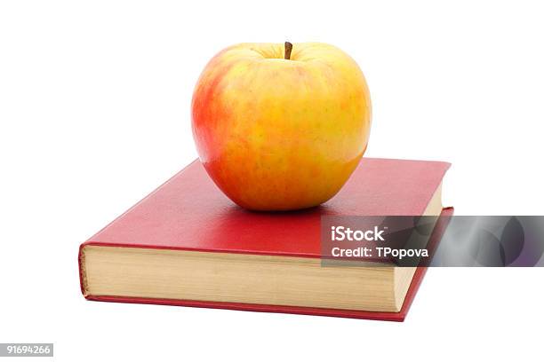 Libro E Apple - Fotografie stock e altre immagini di Letteratura - Letteratura, Sfondo bianco, Alimentazione sana