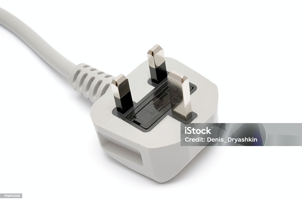 Eléctrico Conector macho aislado en blanco - Foto de stock de Adaptador libre de derechos