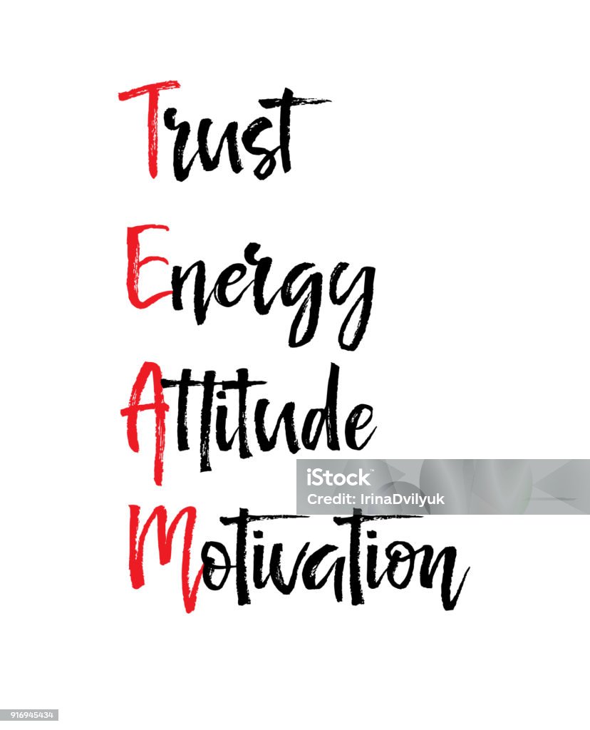 Card With Team Trust Energy Attitude Motivation Message Business ...