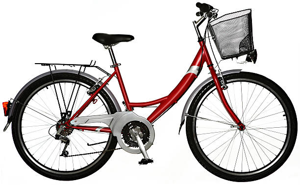 isolado de bicicleta - bicycle isolated basket red imagens e fotografias de stock