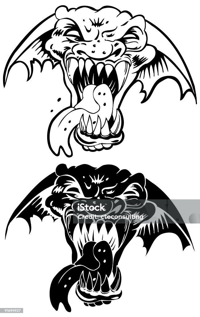Monstro feroz - Ilustração de Arte Linear royalty-free