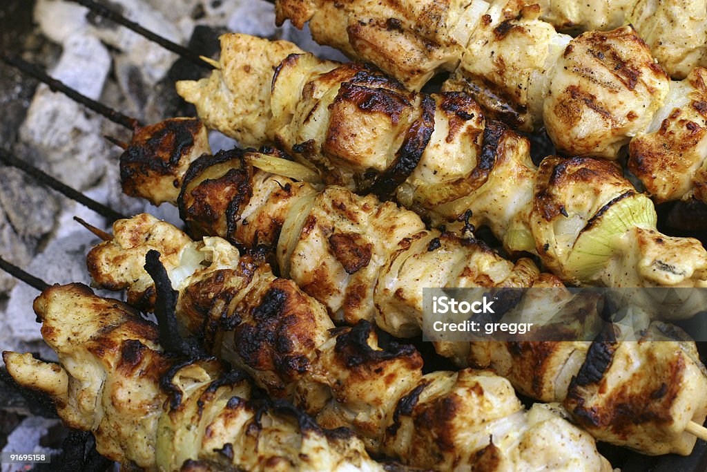 shish kebab de pollo asado - Foto de stock de Aire libre libre de derechos
