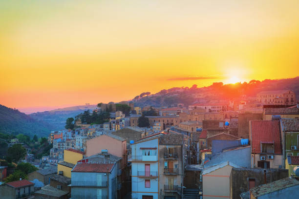 istock Beautiful sunset at Piazza Armerina old town Sicily 916951700