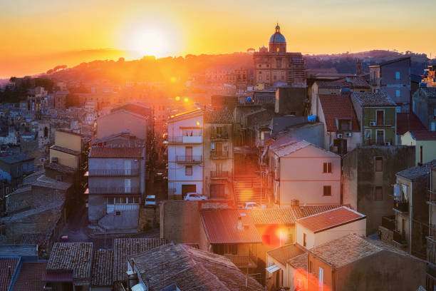 istock Beautiful sunset in Piazza Armerina Cathedral old town Sicily 916951784