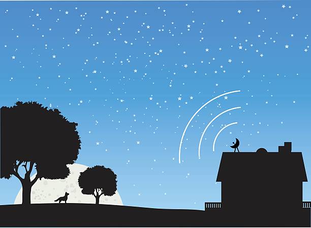 Rural Scene Satellite Connection vector art illustration