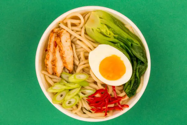 Photo of Japanese Style Chicken Udon Noodle Broth or Soup