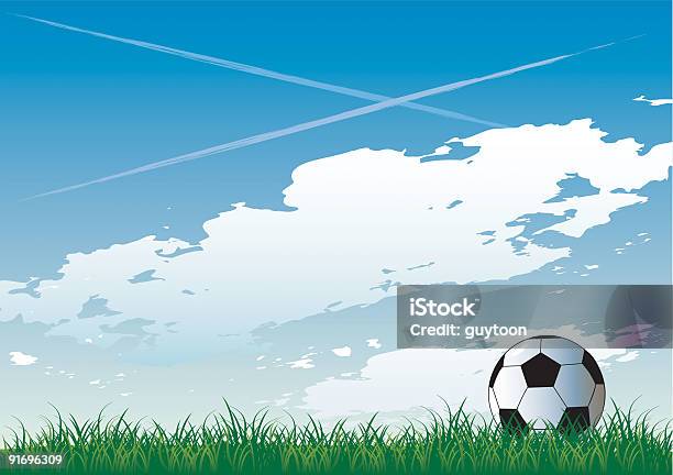 Terrain De Football Vecteurs libres de droits et plus d'images vectorielles de Ballon de football - Ballon de football, Ciel, Ciel sans nuage