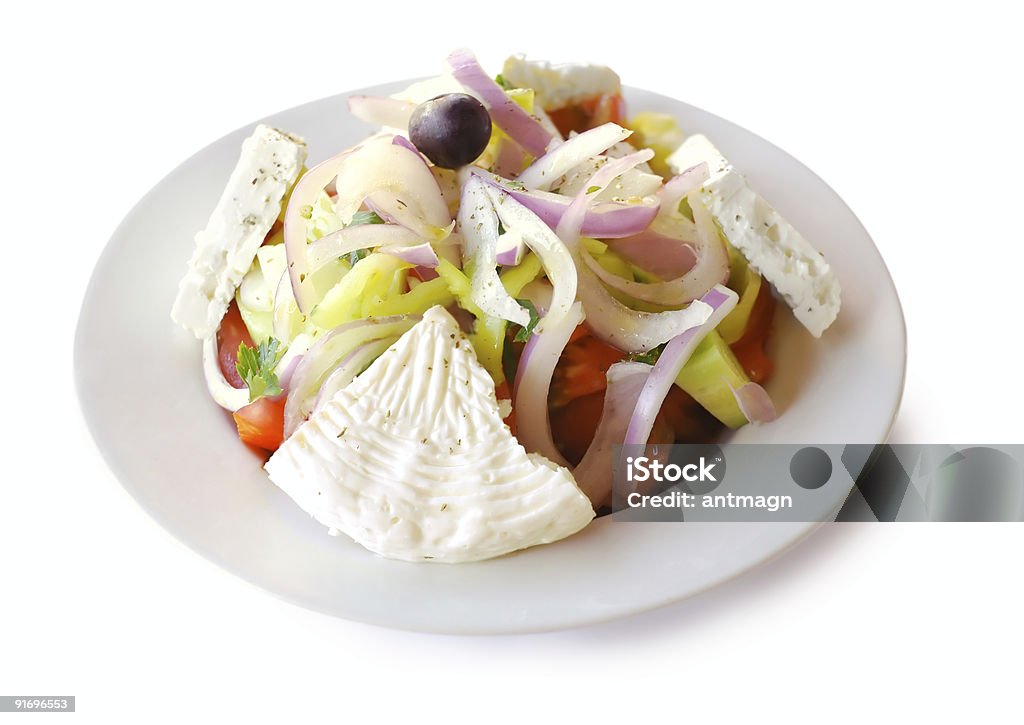 ギリシャ風サラダ白で、ソフトなシャドー - オリーブのロイヤリティフリーストックフォト