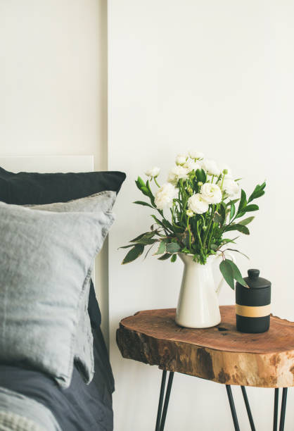 istock Trendy Scandinavian style bedroom interior 916965644