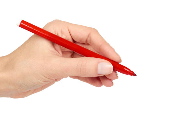 Close-up of an orange felt-tip pen.