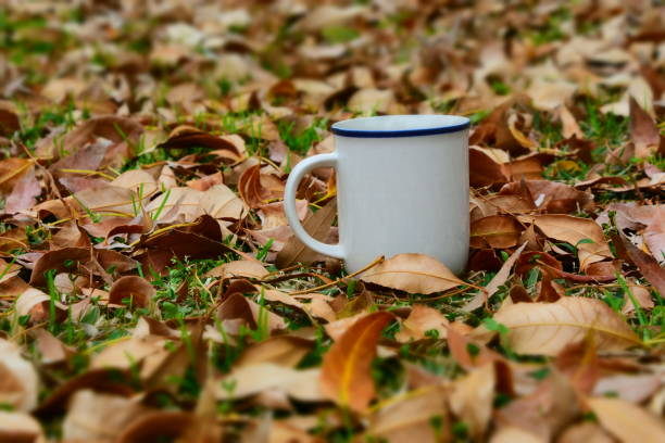 Blue mug on blue background.
