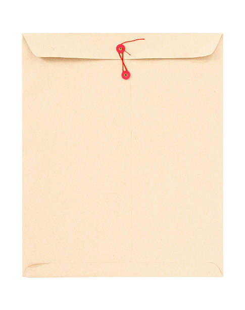 szara koperta z czerwonym ciąg - manilla envelope zdjęcia i obrazy z banku zdjęć