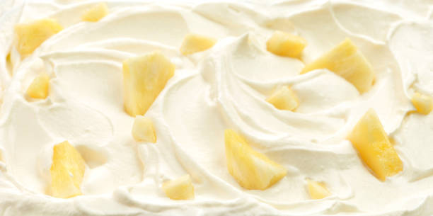 whipped cream with fresh pineapple pieces