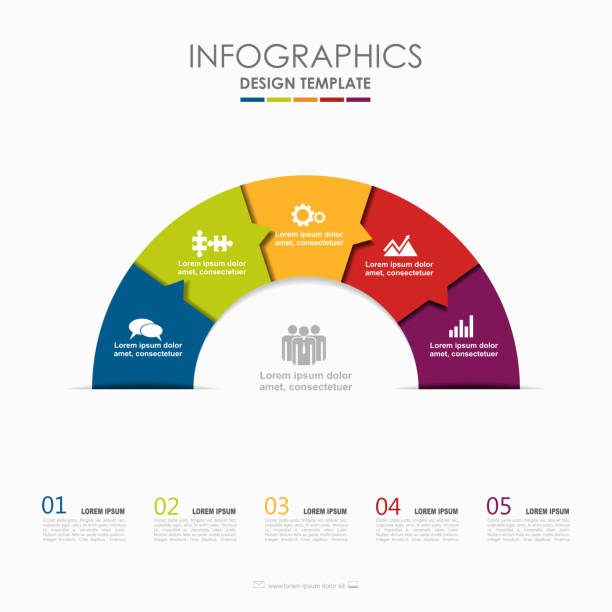 illustrations, cliparts, dessins animés et icônes de modèle de l’infographie. illustration vectorielle. utilisé pour la mise en page de flux de travail, diagramme, options étape affaires, bannière, conception de sites web. - five in a row