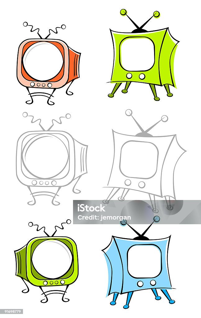 재미있음 늙음 TV - 로열티 프리 0명 스톡 일러스트