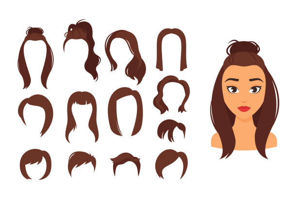 Woman Different Hairstyles Stock Illustration - Download Image Now - Cartoon,  Eyebrow, Styles - iStock