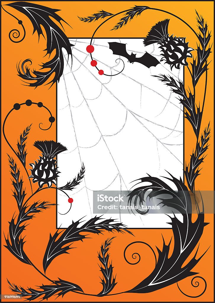 O thistle, spiderweb e bat - Ilustração de Abstrato royalty-free