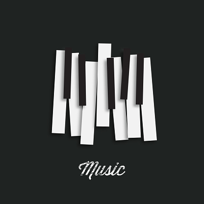 Music piano keyboard. Can be used as poster element or icon. Vector illustration.