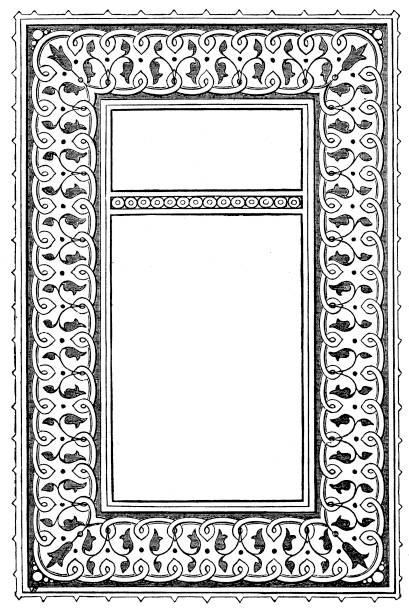 istock Victorian illustrated page style F with empty text boxes; 19th century ornate page decoration 1866 917000564