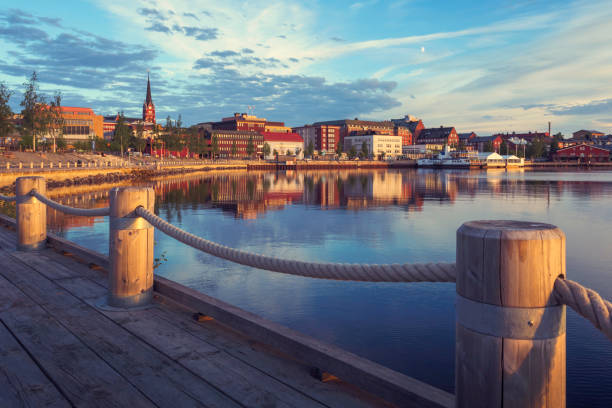 Summer evening in Luleå A summer evening in the city of Luleå in Norrbotten, Sweden. norrbotten province stock pictures, royalty-free photos & images