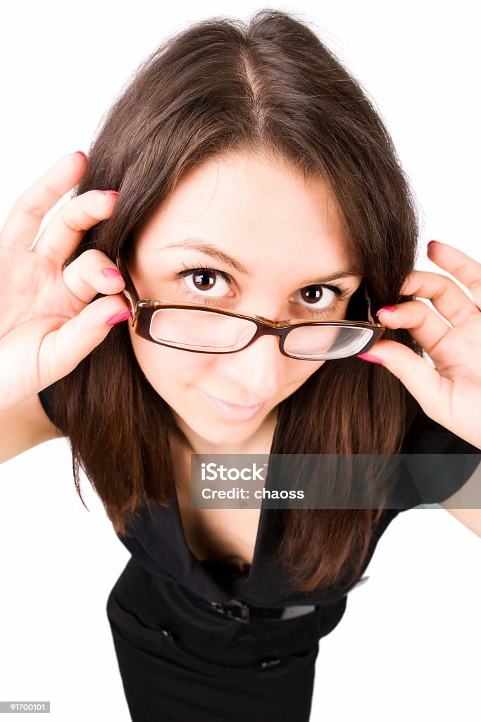 Femme d'affaires avec des lunettes de vue grand angle portrait - Photo de Adulte libre de droits