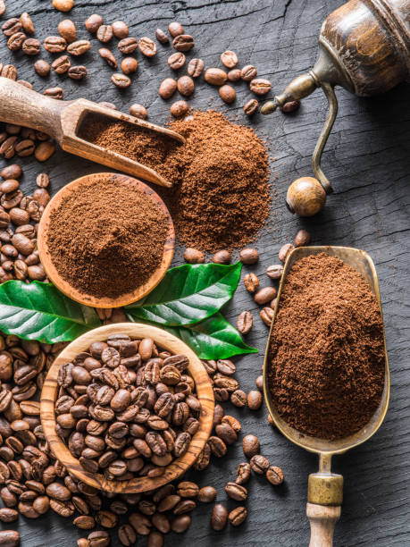 istock Roasted coffee beans  and ground coffee. 917004432
