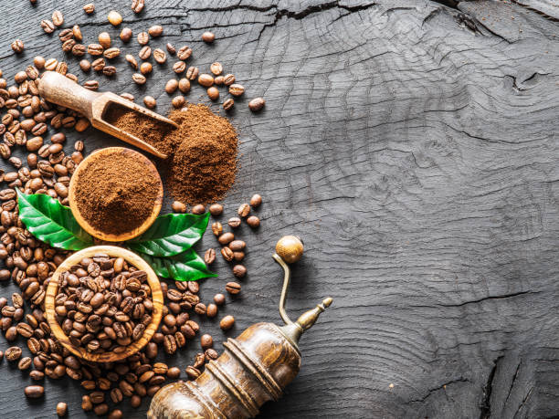 istock Roasted coffee beans  and ground coffee. 917004504