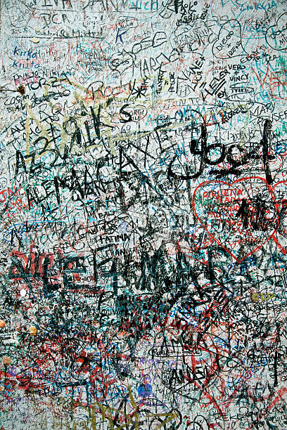 istock A concrete wall of colorful graffiti 91700489