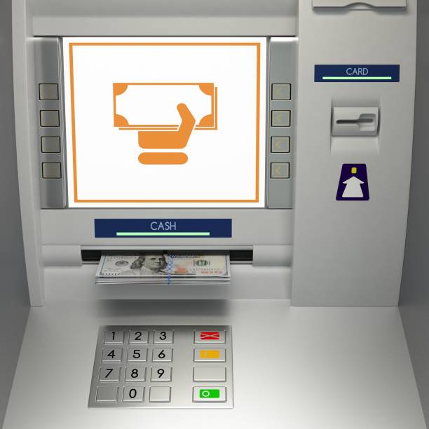 istock ATm machine with banknotes in the money slot 917005356