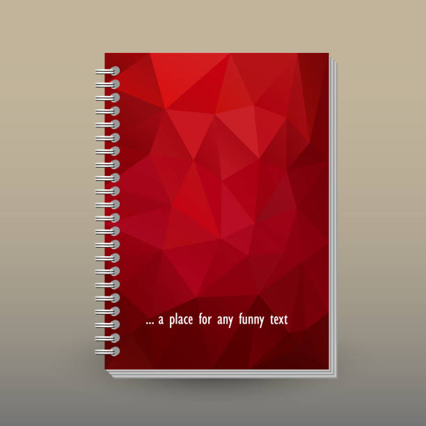wektorowa okładka pamiętnika lub notebooka z układem spoiwa spiralnego pierścień koncepcja broszury czerwony - spiral notebook spiral ring binder blank stock illustrations