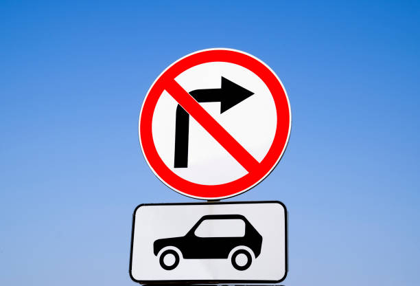 Traffic sign turn right for car transport is prohibited.