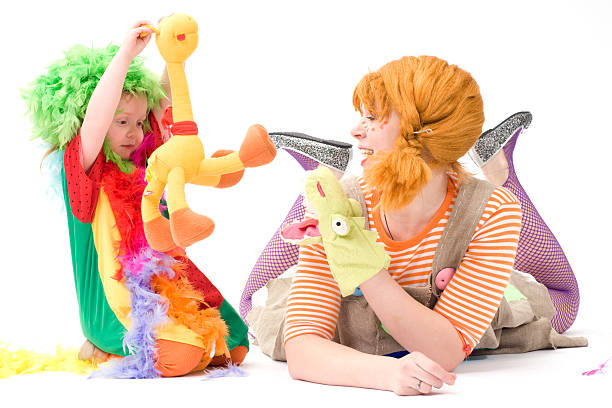 istock Big and little clown are playing 91701564
