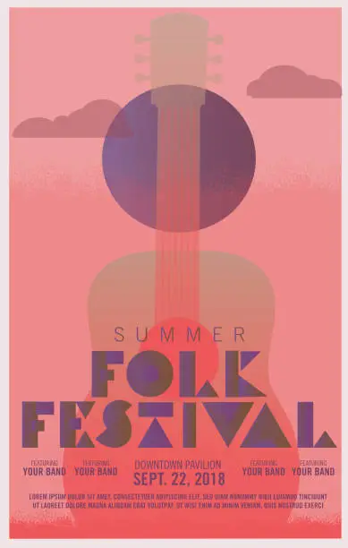 Vector illustration of Folk festival art deco style poster design template