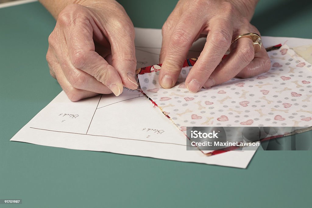 Pinning a Paper Quilting  Active Seniors Stock Photo