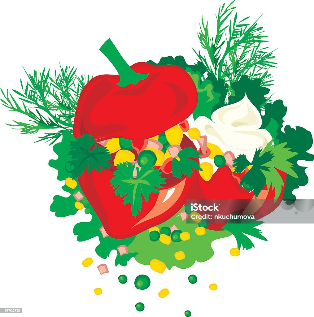 Leckere Gefüllte paprika mit Grün - Lizenzfrei Dill Stock-Illustration