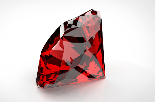 Big red diamond isolated on white background. 3D illustration
