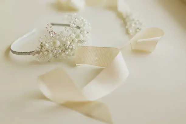 The composition of beautiful wedding accessories bride