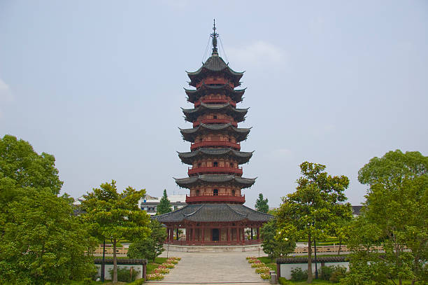 Ruiguang Pagoda in Panmen Scenery Area, Suzhou, China stock photo