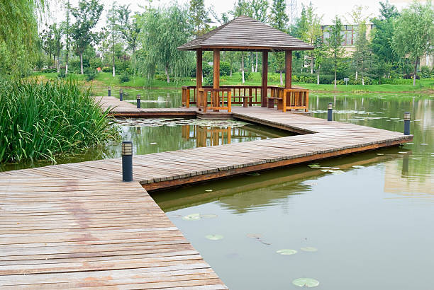 istock Over water pavilion in the garden 91703788