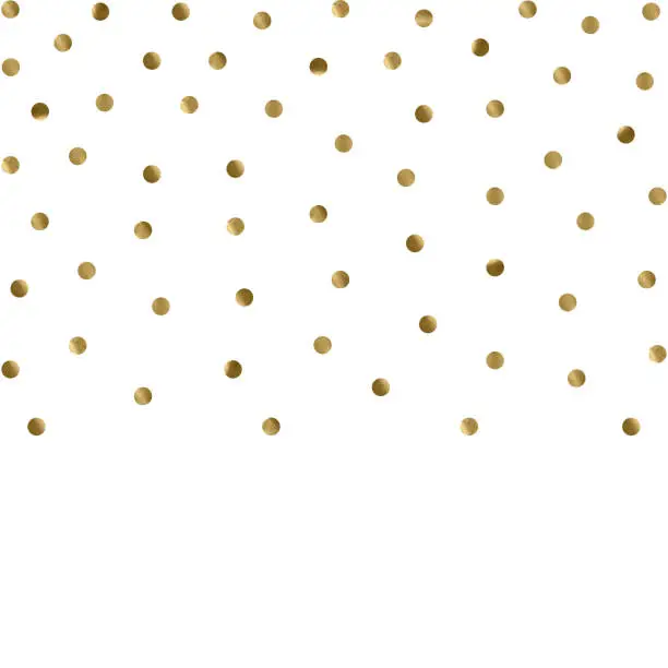 Vector illustration of Trendy gold glitter beautiful fashion background polka dot vector illustration. Metallic golden dots confetti objects. Beautiful luxury frame.