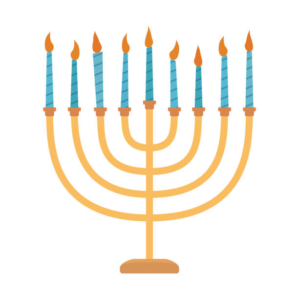 ilustraciones, imágenes clip art, dibujos animados e iconos de stock de día de fiesta de hanukkah menora plana diseño de icono - hanukkah