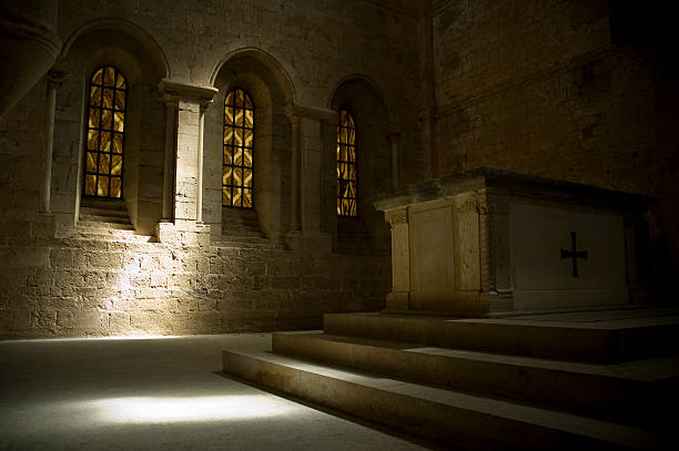 Abandoned old chapel with large church window