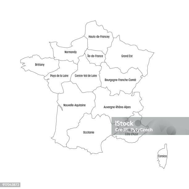 フランスの概略図は2016 年 13 の行政圏に分かれていますグリーンの 4 色ベクトル図 - フランスのベクターアート素材や画像を多数ご用意 - フランス, 地図, 輪郭