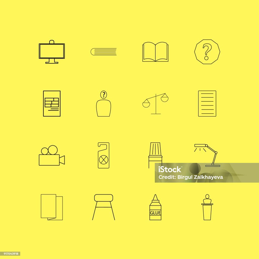 Office linear icon set. Simple outline icons Art stock vector