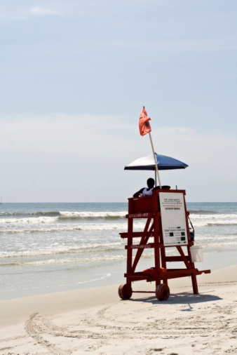 A view of the Lifegaurd chair on the beach in Cape May, New Jersey